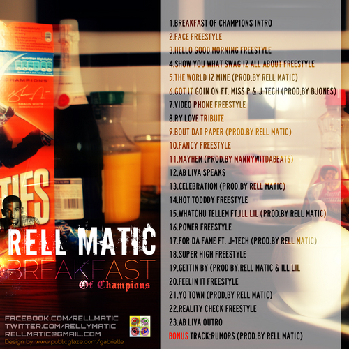 Rell_Matic_Breakfast_Of_Champions-back-large Rell Matic - Breakfast Of Champions (Mixtape)  
