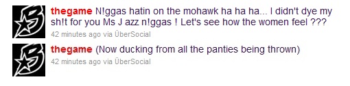 the-game-tweets Rapper The Game Has A Red Mo-Hawk #Fail  