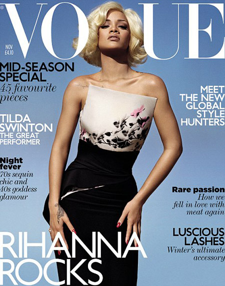 Rihanna1 Rihanna Covers November British Vogue Magazine (Sexy Spread Pics Inside)  