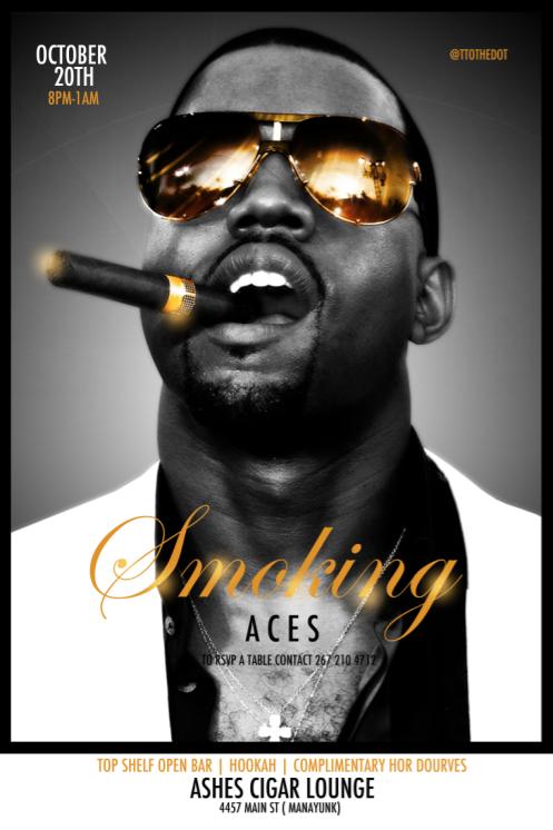 SA #SmokingAces | Oct 20th | Ashes Cigar Lounge I Manyunk | Hookah | Top Shelf Open Bar | 8pm to 1am (via @ttothedot)  