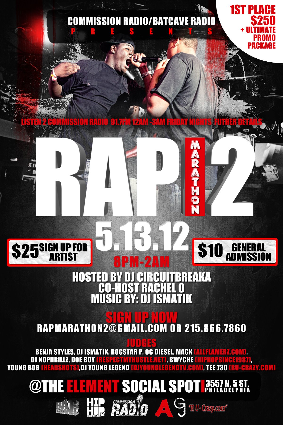 flyer-1 Commission Radio/ Batcave Radio presents Rap Marathon 2 (5/13/12)  