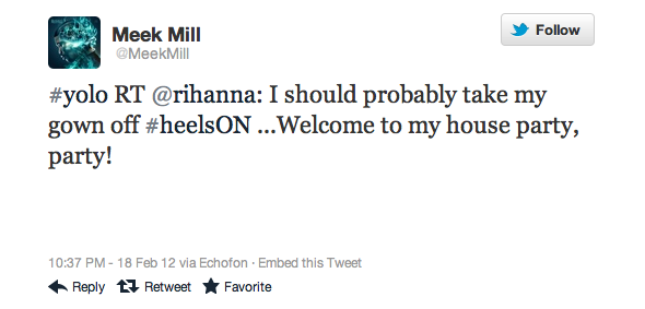 Rihanna-Meek-Mill-Tweet-2012-twitter-dating Top 3 Reasons Why I Think Rihanna and Meek Mill Are Dating  