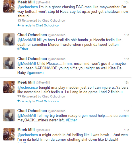 m3 Meek Mill & OchoCinco "Who Got Better Bars" Competition on Twitter (Tweets Inside)  
