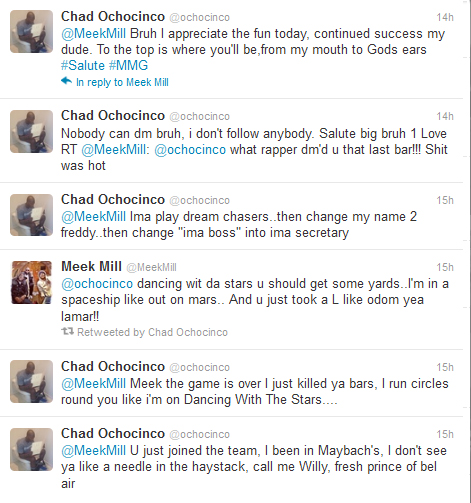 m4 Meek Mill & OchoCinco "Who Got Better Bars" Competition on Twitter (Tweets Inside)  